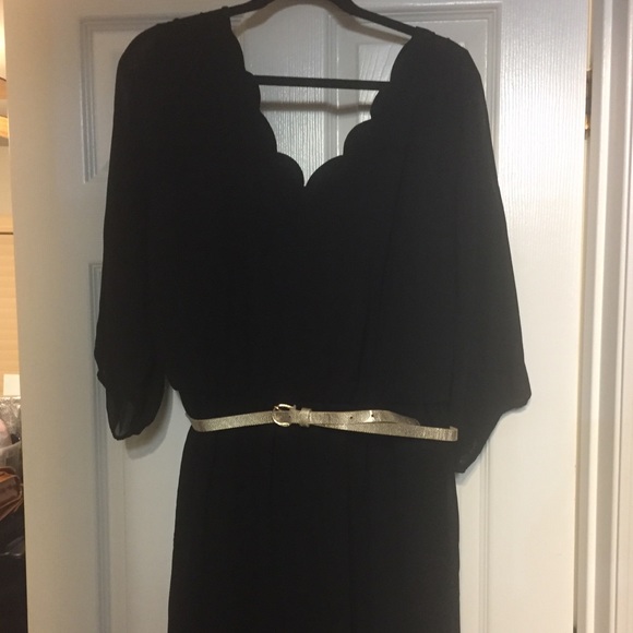 NWT BCX Scalloped Neck A-Line Dress with Belt - Picture 4 of 7